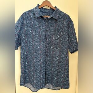 Apt. 9 Men's Blue Floral Patterned Casual Shirt Untucked Fit Size: XL